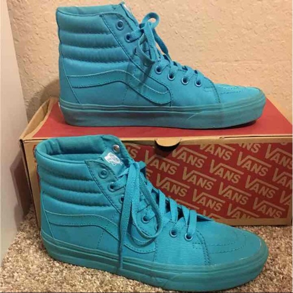 neon blue high top vans